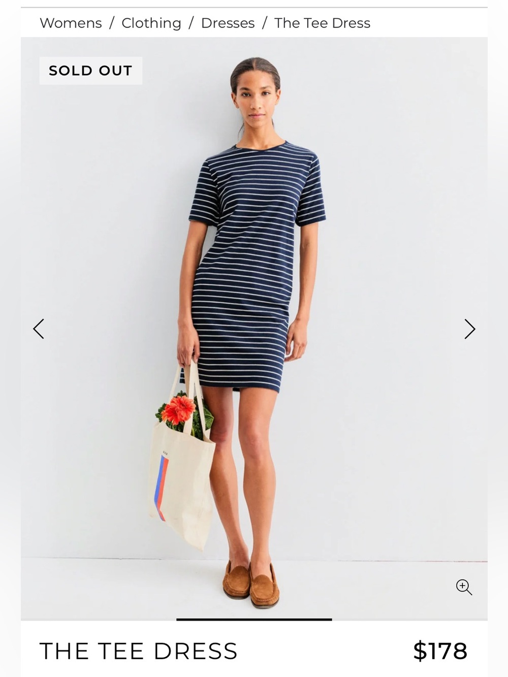Kule The Tee Dress
Navy/Cream stripe
Size Medium Women's